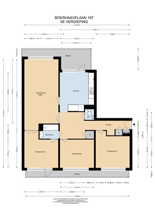 Floorplan - Boerhaavelaan 197, 2334 EJ Leiden